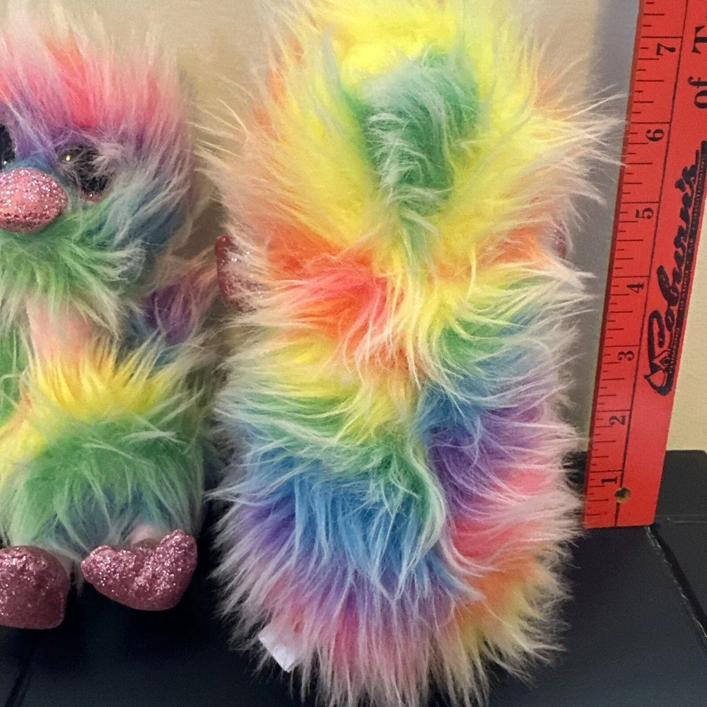 Ty PIPPA And ASHA Rainbow Sherbert Fur Platypus AND Ostrich‎ Beanie Boo